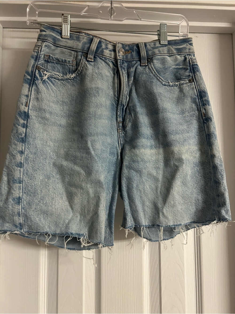 American Eagle Outfitters Light Blue Distressed Denim Cutoff Shorts